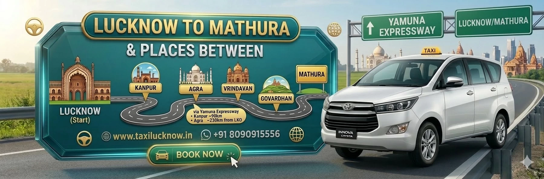 Taxi from Lucknow to Mathura